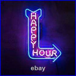 14x17 Happy Hours Arrow Glass Neon Light Wall Vintage Party Neon Sign Lamp 14x17 Happy Hours Arrow Glass Neon Light Wall Vintage Party Neon Sign Lamp