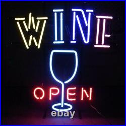 15x19 Wine Open Bistro Store Beer Bar Decor Vintage Neon Sign Custom Glass