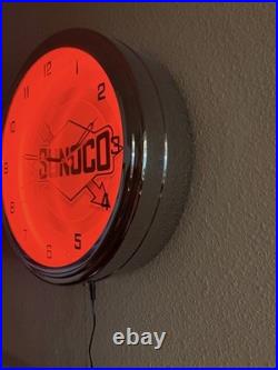 16Sunoco Oil Vintage Sign Double Red Neon Clock Gasoline Gas Man Cave Garage