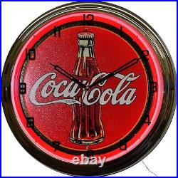 16 Coca Cola 30's Bottle & Logo Neon Clock Retro Vintage Style Home Decor (Red)