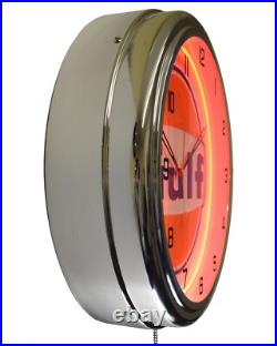 16 Gulf Gas Oil Vintage Logo Sign Neon Clock Man Cave Garage Decor (Orange)