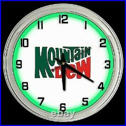 16 Mountain Dew Vintage Sign Green Neon Clock Man Cave Bar Garage Mt