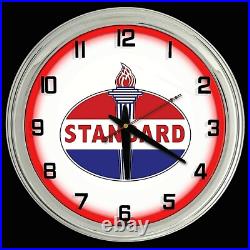16 Standard Oil Gas Vintage Logo Sign Red Neon Clock Man Cave Garage