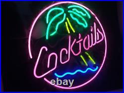 16x16 Cocktail Coconut Tree Store Vintage Style Gift Beer Boutique Neon Sign