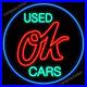 17X14_Chevy_Vintage_Ok_Used_Cars_Beer_Bar_REAL_NEON_LIGHT_SIGN_Free_Ship_01_qw