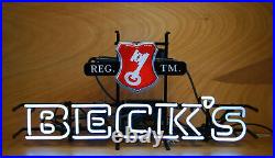 17x14 BECK'S Real Glass Neon Beer Sign Decor Neon Window Room Vintage Style