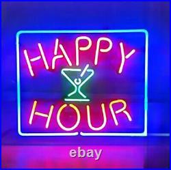 17x14 Happy Hour Bar Custom Pub Artwork Vintage Boutique Neon Sign Light Decor