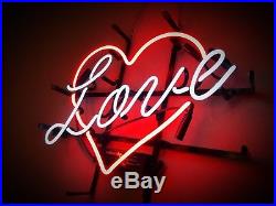 17x14 Real Neon Light Sign Vintage LOVE 24 hours Heart Lighting Art Valentines