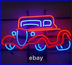 17x14 Vintage Auto Car Glass Handcraft Bar Wall Neon Light Sign Decor Shop