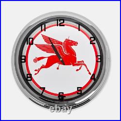 18 Mobilgas Pegasus Metal Sign Designed White Neon Clock