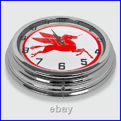 18 Mobilgas Pegasus Metal Sign Designed White Neon Clock
