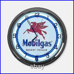 18 Mobilgas Socony Vacuum Metal Sign Designed White Neon Clock