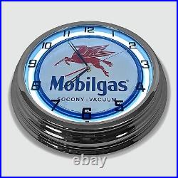 18 Mobilgas Socony Vacuum Metal Sign Designed White Neon Clock