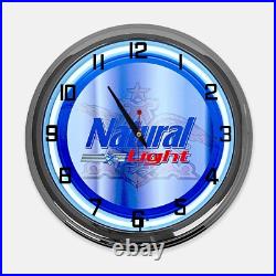 18 Natural Light Beer Metal Sign Designed White Neon Clock