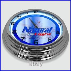 18 Natural Light Beer Metal Sign Designed White Neon Clock