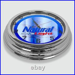 18 Natural Light Beer Metal Sign Designed White Neon Clock