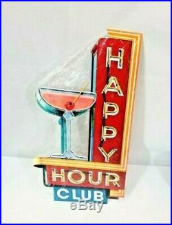 18 Neon Style Happy Hour Club in Steel metal bar drink decor sign nostalgic VTG