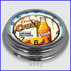 18 Orange Crush Metal Sign Designed White Neon Clock