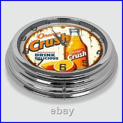 18 Orange Crush Metal Sign Designed White Neon Clock