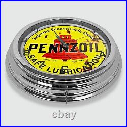 18 Pennzoil Safe Lubrication Metal Sign Designed White Neon Clock