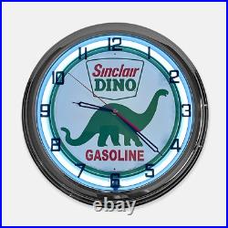 18 Sinclair Dino Metal Sign Designed White Neon Clock SIGNBOX
