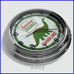 18 Sinclair Dino Metal Sign Designed White Neon Clock SIGNBOX