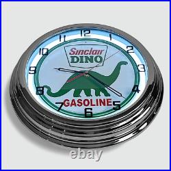 18 Sinclair Dino Metal Sign Designed White Neon Clock SIGNBOX