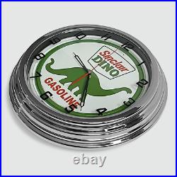 18 Sinclair Dino Metal Sign Designed White Neon Clock SIGNBOX