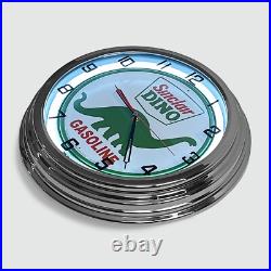 18 Sinclair Dino Metal Sign Designed White Neon Clock SIGNBOX
