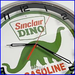 18 Sinclair Dino Metal Sign Designed White Neon Clock SIGNBOX