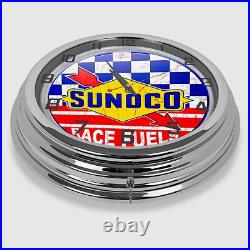 18 Sunoco Race Fuels Metal Sign Designed White Neon Clock 18 Sunoco Race Fuels Metal Sign Designed White Neon Clock