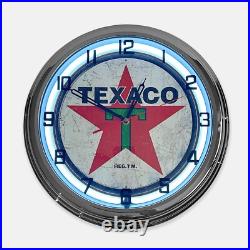 18 Texaco 1936 Logo Metal Sign Designed White Neon Clock SIGNBOX