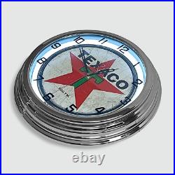 18 Texaco 1936 Logo Metal Sign Designed White Neon Clock SIGNBOX