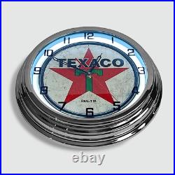 18 Texaco 1936 Logo Metal Sign Designed White Neon Clock SIGNBOX 18 Texaco 1936 Logo Metal Sign Designed White Neon Clock SIGNBOX