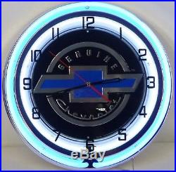 18 Vintage CHEVROLET Sign Double Neon Wall Clock SS Camaro Pickup Truck Parts