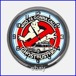 18 Who Ya Going To Call Ghostbusters Metal Sign Designed White Neon Clock