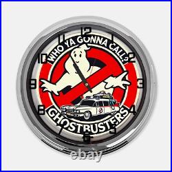 18 Who Ya Going To Call Ghostbusters Metal Sign Designed White Neon Clock