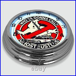 18 Who Ya Going To Call Ghostbusters Metal Sign Designed White Neon Clock