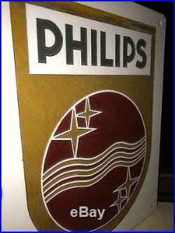 1930s PHILIPS LAMP BULB VINTAGE MILK GLASS LIGHT BOX SIGN NT PORCELAIN NEON