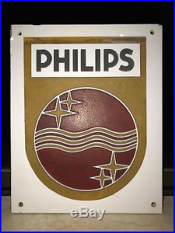 1930s PHILIPS LAMP BULB VINTAGE MILK GLASS LIGHT BOX SIGN NT PORCELAIN NEON XMAS