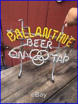 1950's BALLANTINE ALE NEON Sign P. Ballantine Sons NJ Beer Rare 4 Color Vtg Pink