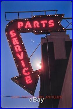 1960s Detroit Car Dealership Service Parts Neon Sign Orig Vtg 35mm Photo Slide