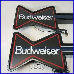 1989 Vintage Budweiser Neon Guitars Lighted Signs PAIR Beer Display Bar Pub 80's