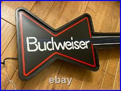 1990s Vintage BUDWEISER Beer Bar Lighted Guitar Neon Sign