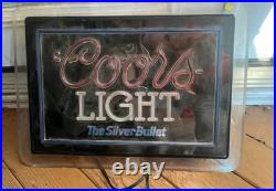 1993 Large Vintage Original Coors Light Beer Neo Neon Light Lighted Beer Sign