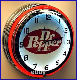 19 Dr Pepper Vintage Logo Sign Double Neon Red Neon Clock Mancave Bar Garage 19 Dr Pepper Vintage Logo Sign Double Neon Red Neon Clock Mancave Bar Garage