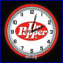 19 Dr Pepper Vintage Logo Sign Red Double Neon Clock Mancave Bar Garage 19 Dr Pepper Vintage Logo Sign Red Double Neon Clock Mancave Bar Garage
