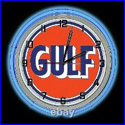 19 Gulf Gas Oil Vintage Logo Sign Double Blue Neon Clock Man Cave Bar Garage 19 Gulf Gas Oil Vintage Logo Sign Double Blue Neon Clock Man Cave Bar Garage