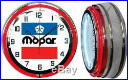 19 MOPAR Vintage Logo Sign Red Neon Clock Chrome Finish