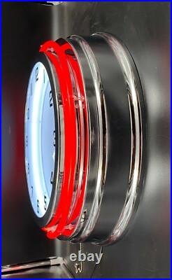 19 RCA Radio Vintage Look Sign Red Double Neon Clock Man Cave Garage Bar Shop